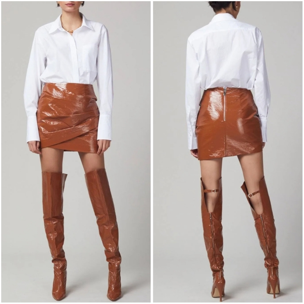 Bec & Bridge Babette Mini Faux Skirt Toffee Brown Tan 8